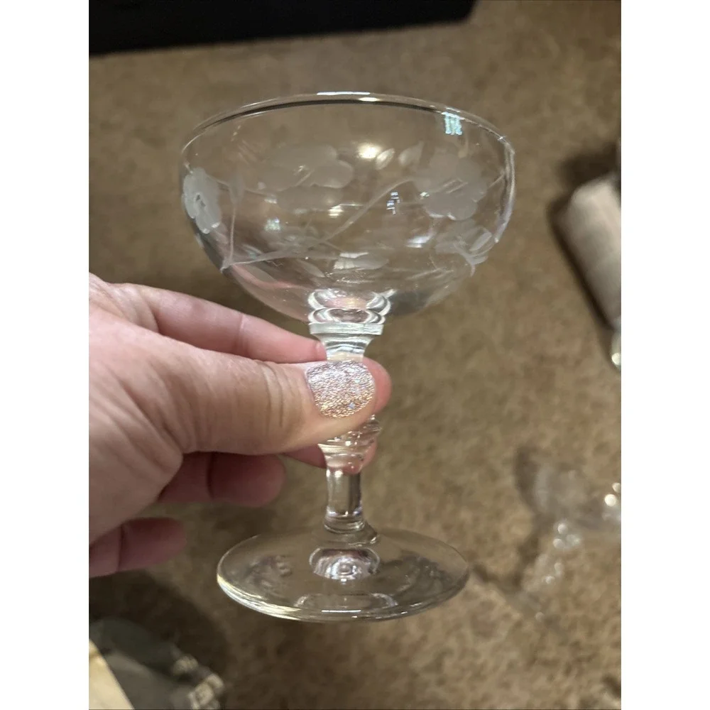 Set Of 10 Vintage Princess House Footed Dessert Sherbet Glasses Heritage Etched